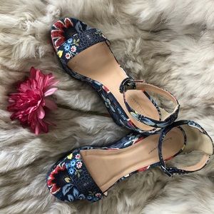 JCrew Batik Floral Wedges